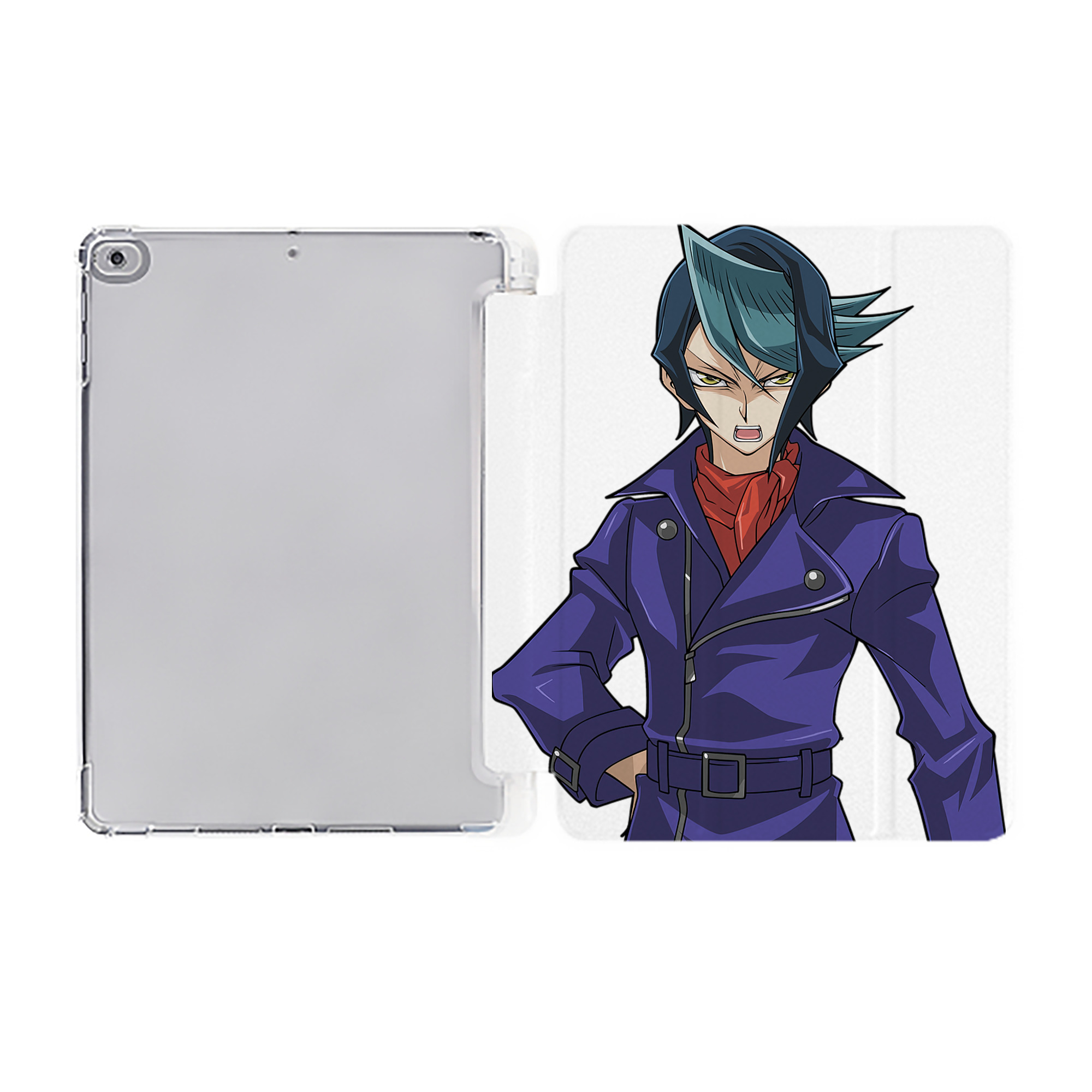（画像用） 遊☆戯☆王 Yu-Gi-Oh! IPad ケース ペン収納付き 三つ折りスタンド PUレザー×シリコン 対応機種9.5/10.5/10.9インチ